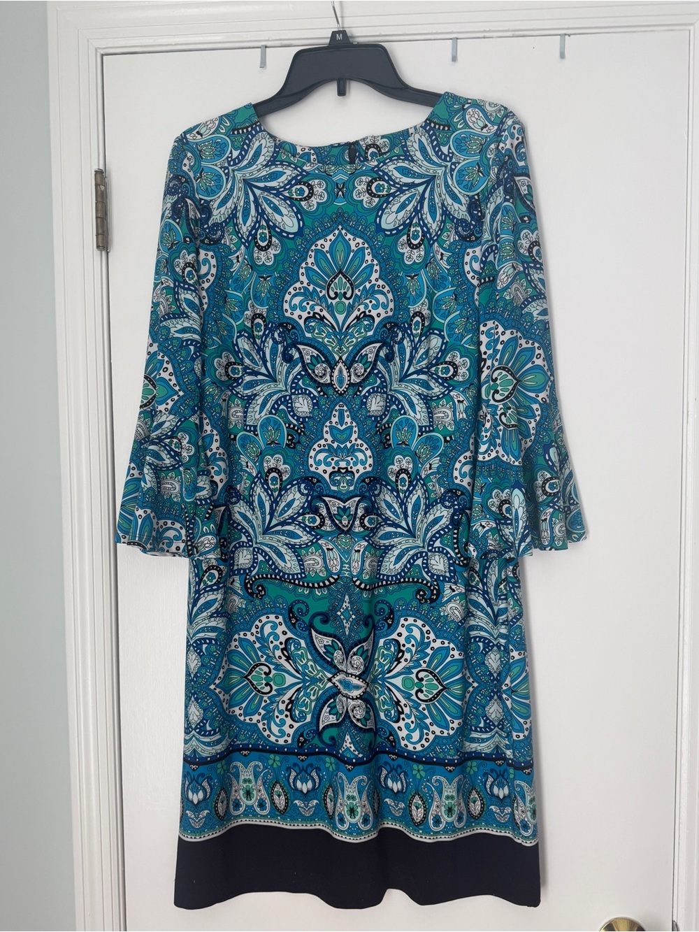 Chaps Teal Blue Paisley Shift Dress